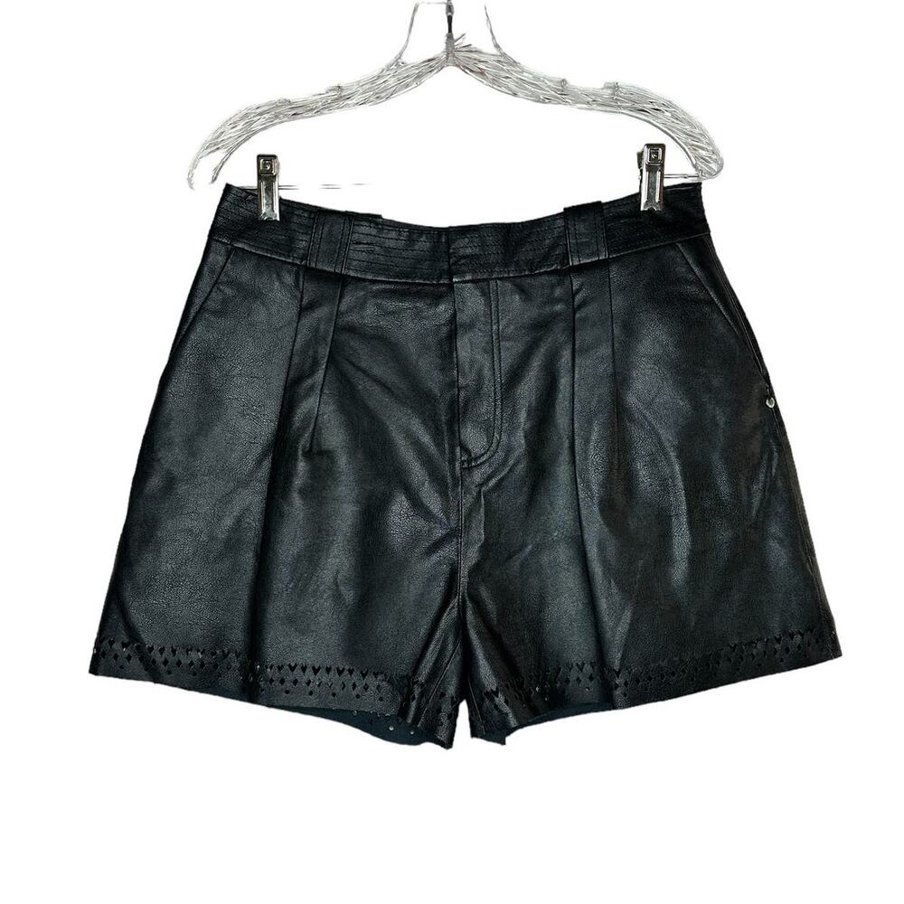 NWT Scotch & Soda Para Dice Black Shorts Faux Leather Heart Eyelet Size Medium - Picture 4 of 13